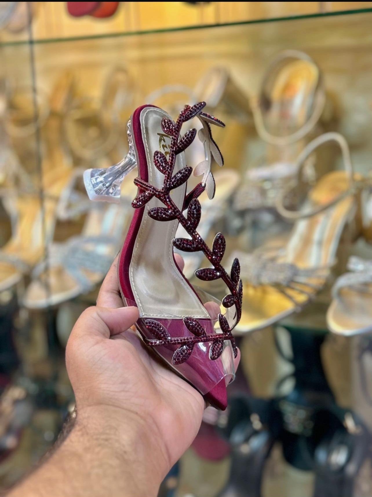 Leafed Open-Toe Heels