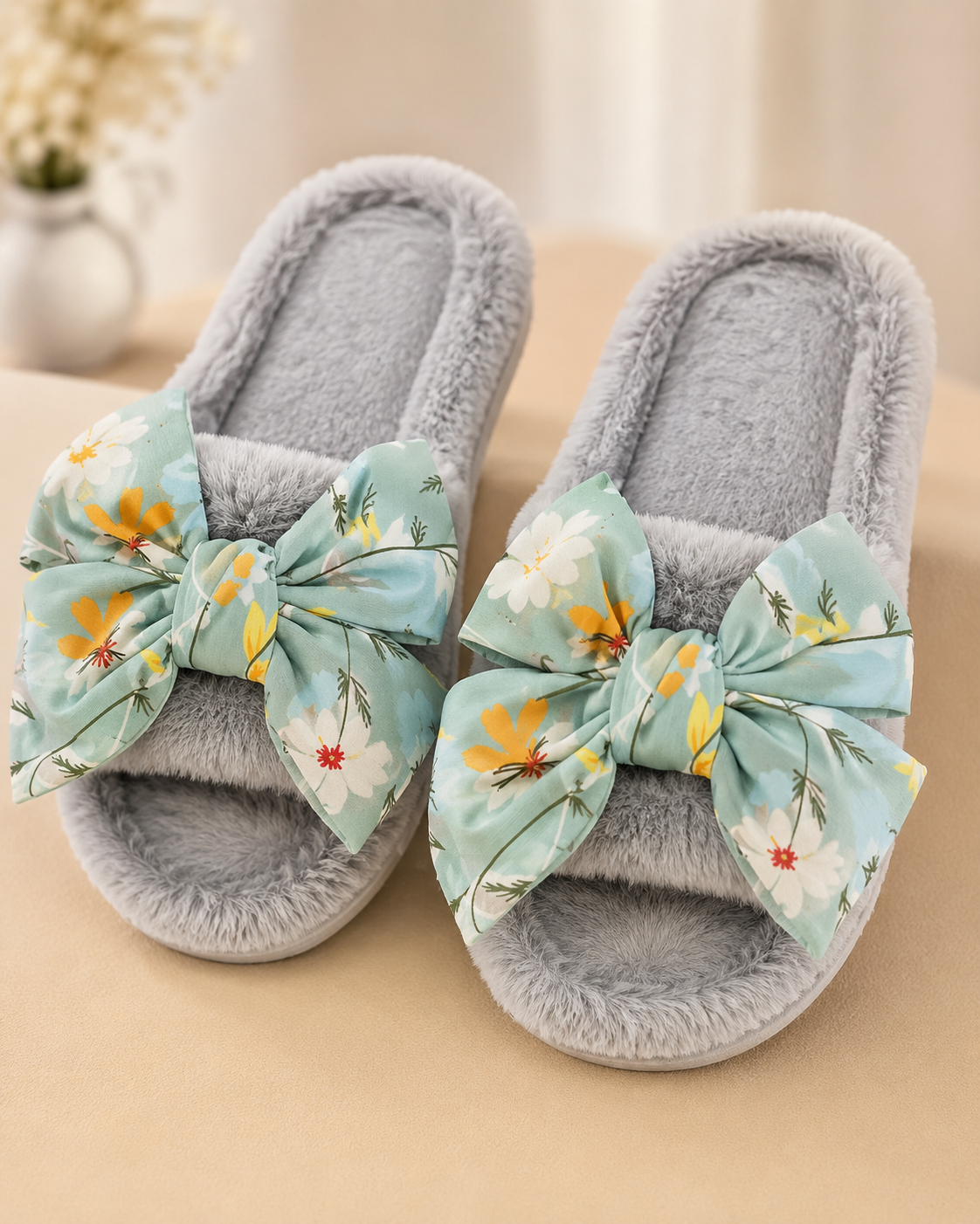 Floral Bow Slippers