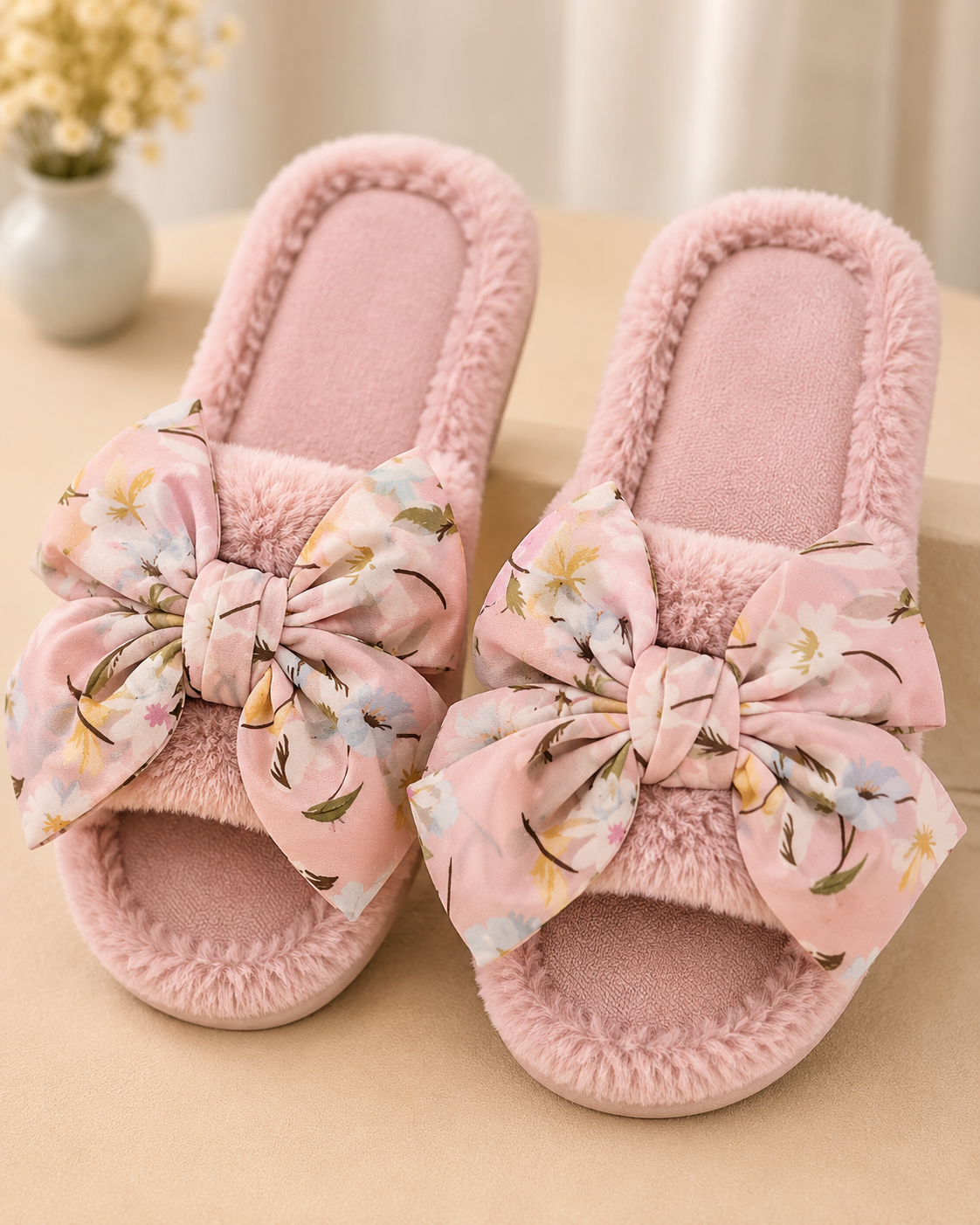 Floral Bow Slippers