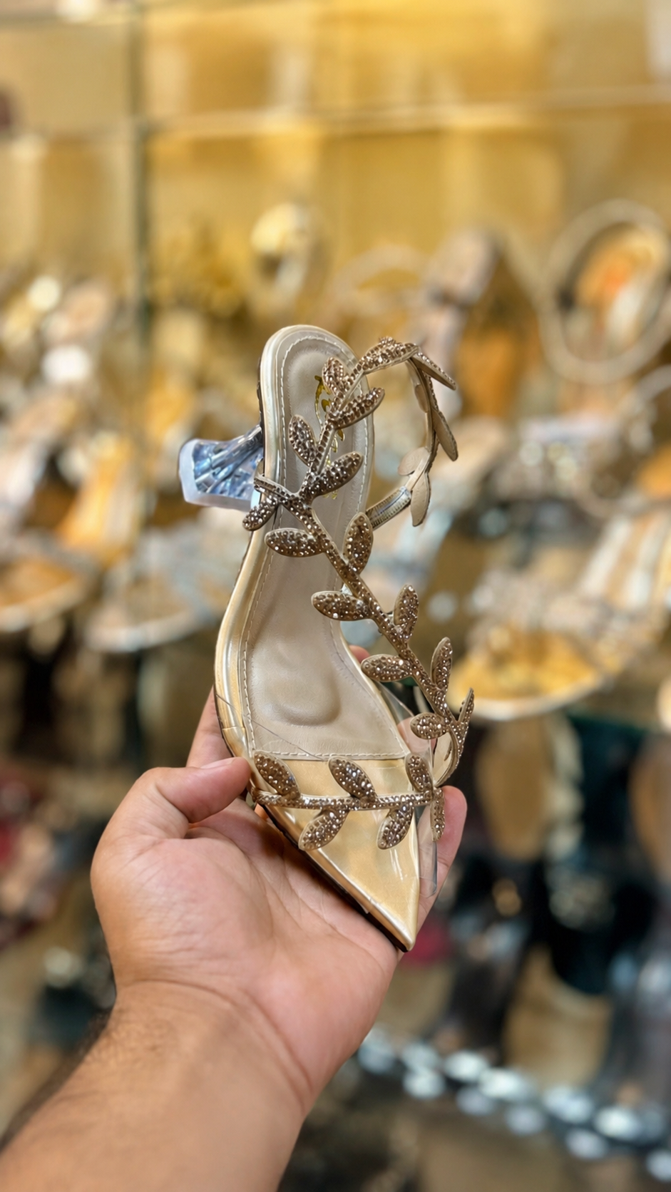 Leafed Open-Toe Heels